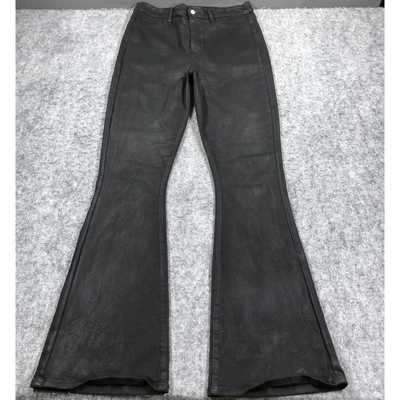 7 For All Mankind Denim - 7 For All Mankind Jeans Womens 31 Black High Rise Flare Coated Stretch Denim
